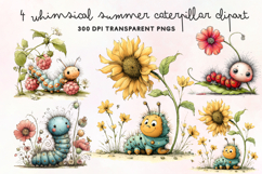 Whimsical Summer Caterpillar Clipart PNG Product Image 1