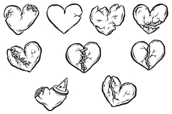 20 Zombie Love Hearts Halloween Hand drawn Cartoon clipart Product Image 3