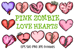 20 Zombie Love Hearts Halloween Hand drawn Cartoon clipart illustration SVG PNG Collection by Squeeb Creative
