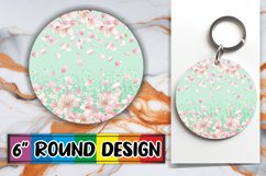 Sparkling Blossom Glitter Sublimation Circle: Keychain, Coas Product Image 1