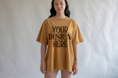 Mustard Comfort Colors 1717 T-shirt Mockups, Real Model Product Image 1
