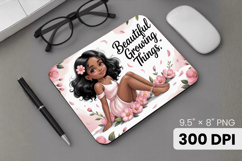 Afro Girl / Woman braided hair Mouse Pad, Black Queen PNG Product Image 1