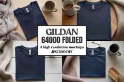 Gildan 64000 Folded Tshirt Mockup , Folded Tee Flat Lay Product Image 1