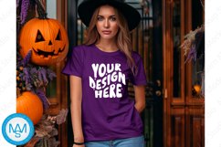 Purple women Tshirt Mockup, Halloween tshirt mockup Product Image 1