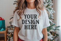 Christmas Bella Canvas 3001 White Shirt Mockup ,Trandy mock Product Image 1