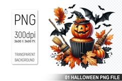Spooky Cute Halloween Cupcakes Clipart PNG Bundle Product Image 14
