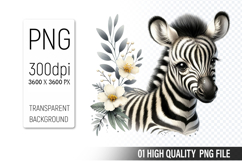 Cute Zebra, Animal Sublimation Clipart PNG Product Image 1