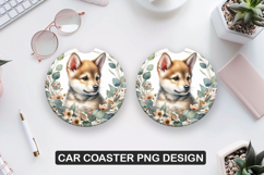 Red Fox Car Coaster Sublimation| Animal Coaster PNG Product Image 1