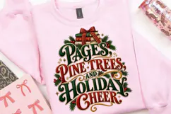 Pages, Pine Trees & Holiday Cheer PNG, Christmas Book Lover Product Image 3