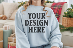 Light Blue Gildan 18000 Crewnwck Sweatshirt Mockup, gildan Product Image 1