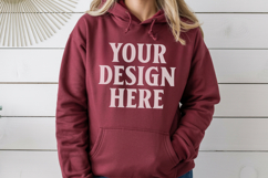 Maroon Gildan 18500 Hoodie Mockup, G18000 Hoodie Model mock Product Image 1