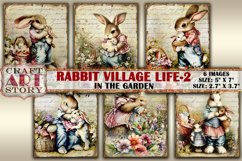 Vintage Bunny Collage picture cards Rabbit village life Product Image 3