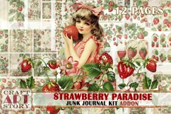 Vintage Strawberry Fantasy Junk Journal Pages ADDON Product Image 1