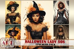 Halloween lady Ephemera Pack 50s,halloween ladies pinup Product Image 1