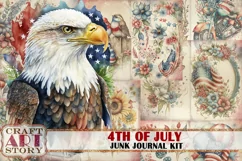 Patriotic Junk Journal Pages,4th of July scrapbook papers Product Image 1