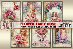 Flower Fairy Rose Collage picture cards Atc ACEO Product Image 1