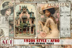 Vintage afro fashion Junk Journal Kit 1920s style, Collage Product Image 1