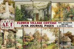 Vintage Flower Village cottage painting collage Product Image 1