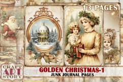 Vintage Golden Christmas-1 Junk Journal Kit,Printable Collag Product Image 1