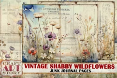 Shabby wildflowers Junk Journal Pages,plant backgrounds Product Image 1