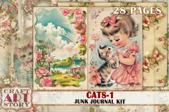Funny Cats junk journal pages-1, fantasy cartoons 50's style Product Image 1