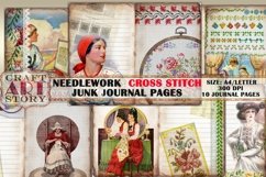 Vintage Needlework CROSS STITCH Junk Journal Printable Pages Product Image 1