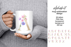 Mug sublimation design with letter, monogram, PNG file. Product Image 1