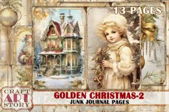 Vintage Golden Christmas-2 Junk Journal Kit,Printable Product Image 1