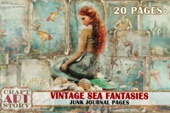 Vintage Sealife Junk Journal Kit printable,Nautical Product Image 1