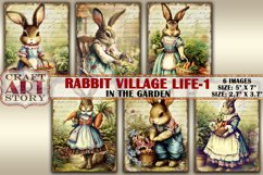 Vintage Bunny Collage picture cards Rabbit village life Product Image 2