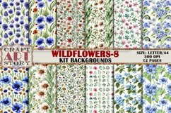 Wildflowers Kit Backgrounds,floral journal papers-8,12 Pages Product Image 1