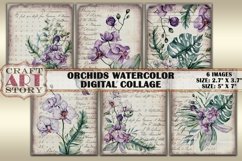 Orchids watercolor Collage,Floral Ephemera Digital Product Image 1