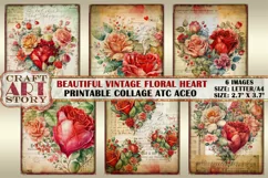 Valentines picture collage Floral Heart cards Atc ACEO Product Image 1