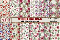 Wildflowers Kit Backgrounds,floral journal papers-6,12 Pages Product Image 1