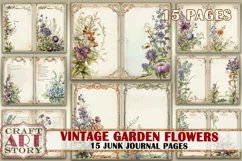 Vintage garden flowers Junk Journal Pages,retro Scrapbook Product Image 1