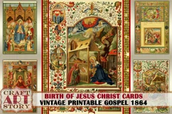 Vintage christmas nativity Birth of Jesus Christ digital Product Image 1