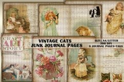 Vintage cats Junk Journal Kit,Printable Collage Pages Product Image 1
