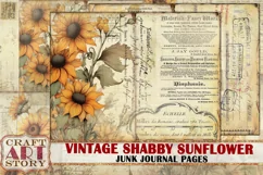 Shabby sunflowers Junk Journal Pages,plant backgrounds Product Image 1