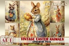 Vintage Easter animals Ephemera Pack,spring card set Product Image 1