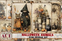 Vintage Halloween animals Junk Journal Pages,Gothic Product Image 1
