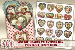 Vintage stickers set,fussy cuts Printable,Hearts Valentines Product Image 1