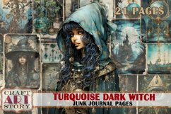 Turquoise dark witch Junk Journal Pages,scrapbook printables Product Image 1