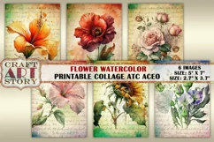 Shabby chic digital cards watercolor Flower Collage Sheet Product Image 1