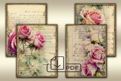 Vintage roses Junk Journal Ephemera, floral Collage Sheet Product Image 1