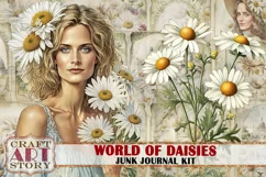 Daisies fantasy Junk Journal Pages,Vintage Floral papers Product Image 1