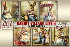 Vintage Bunny Collage picture cards Rabbit illage life - 4 Product Image 1
