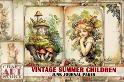Vintage Summer children junk journal pages, child life Product Image 1