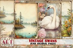 Vintage shabby swans Collage picture junk journal Pages Product Image 1