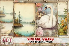 Vintage shabby swans Collage picture junk journal Pages Product Image 1