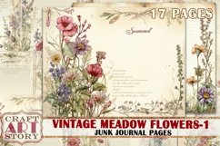 Vintage meadow flowers-1 junk journal Pages,Botanical Product Image 1